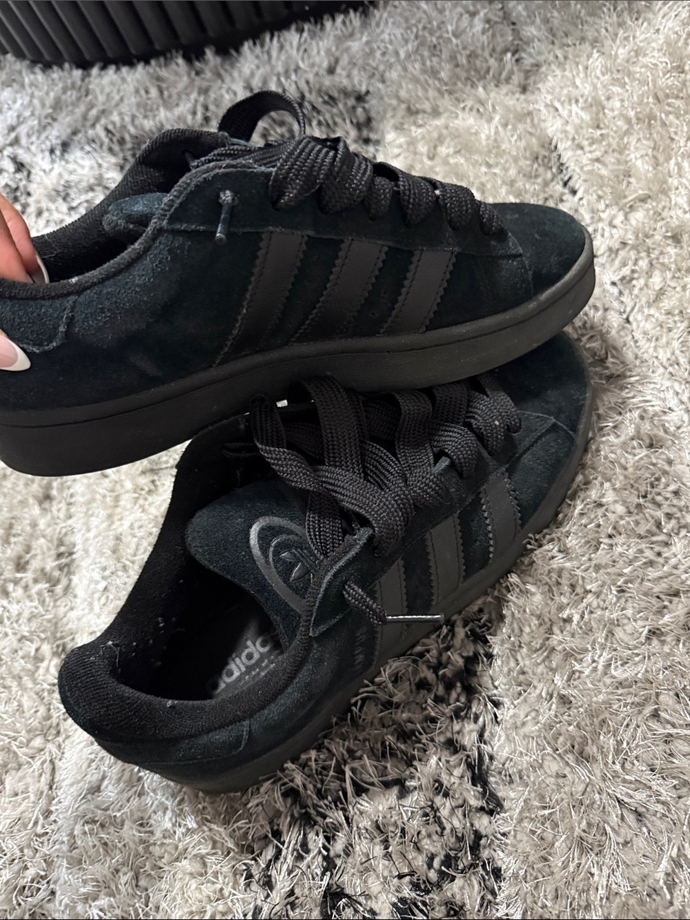 adidas Black Suede Low-Top Sneakers with Signature Stripes